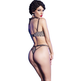 Verstellbarer Animalprint-Bikini aus elastischem Polyamid – BH & Tanga Set