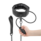 Aufblasbares Bondage-Halsband mit Kette – Verstellbares Fetish-Collar aus veganem Leder